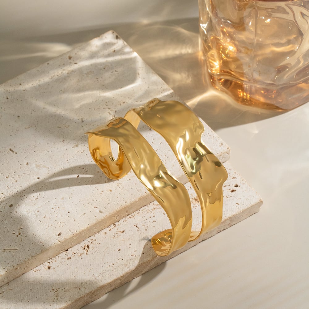 1 Piece Geometric Stainless Steel Gold Color Cuff Bracelet Picture4