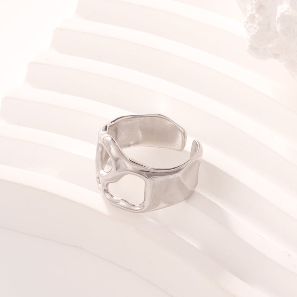 1 Piece Simple Series Classic Geometric Stainless Steel Gold Color Statement Rings Picture5