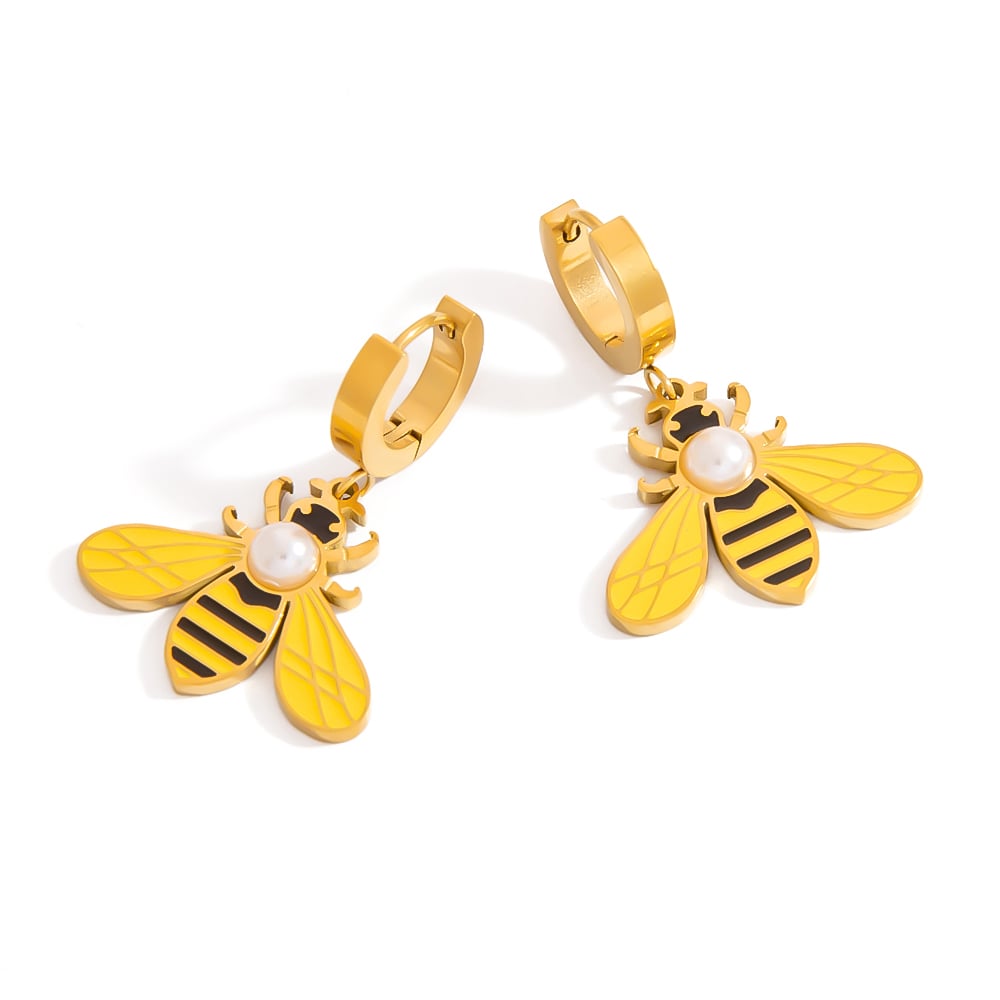 Geometric Stainless Steel Gold Color Women's Drop Earrings