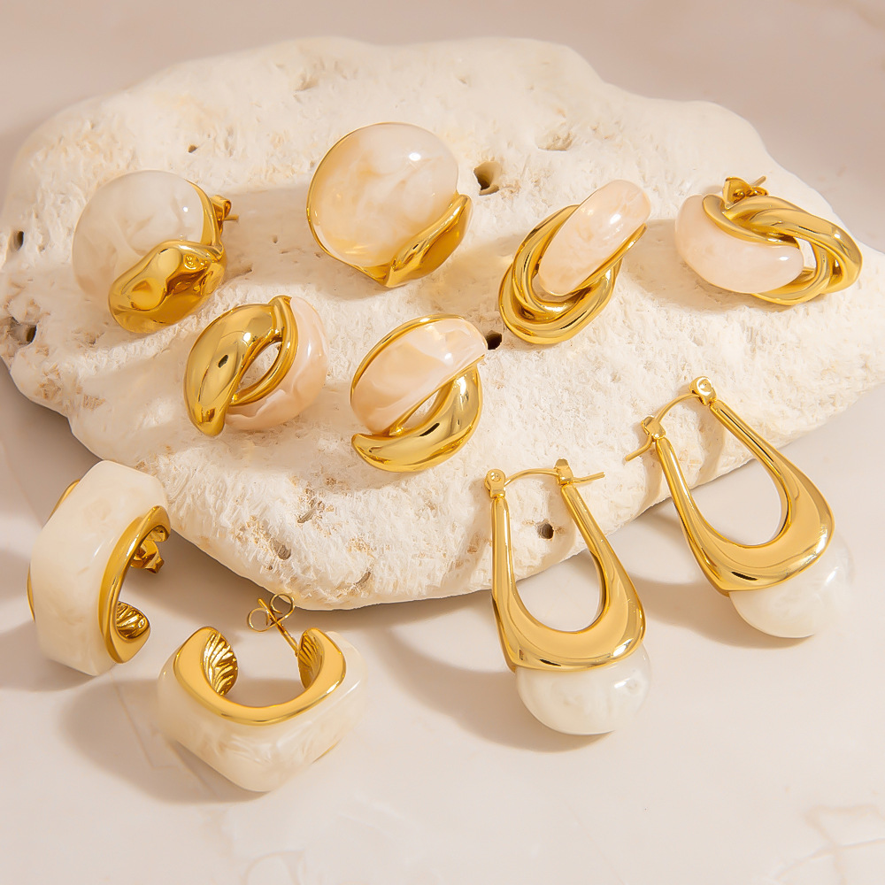 Simple Series Casual Geometric Stainless Steel  Women's Stud Earrings h5Picture3