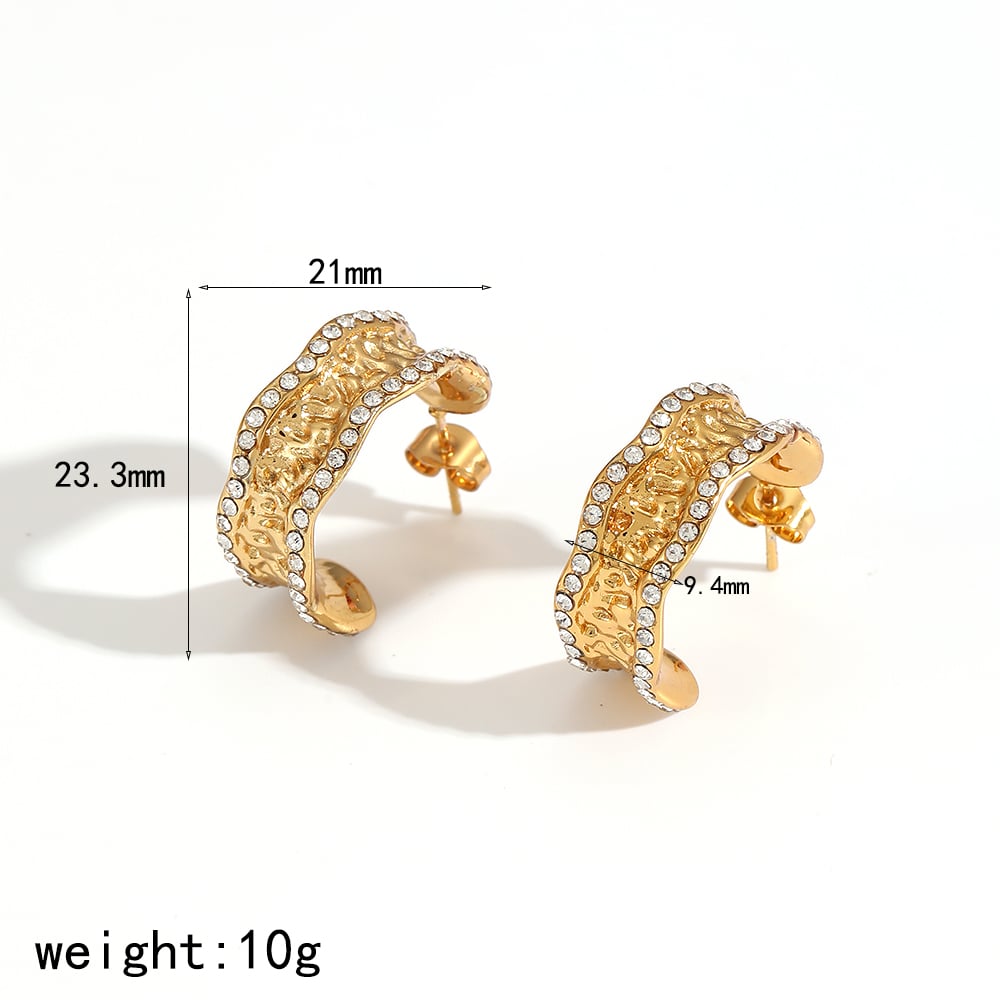 1 Pair Ins Style Stainless Steel Gold Color Hoop Earrings 