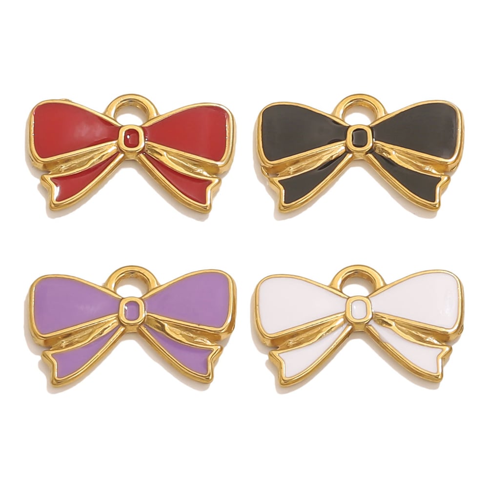 1 pezzo di ciondolo fai da te con nodo a fiocco in acciaio inossidabile da donna Immagine2