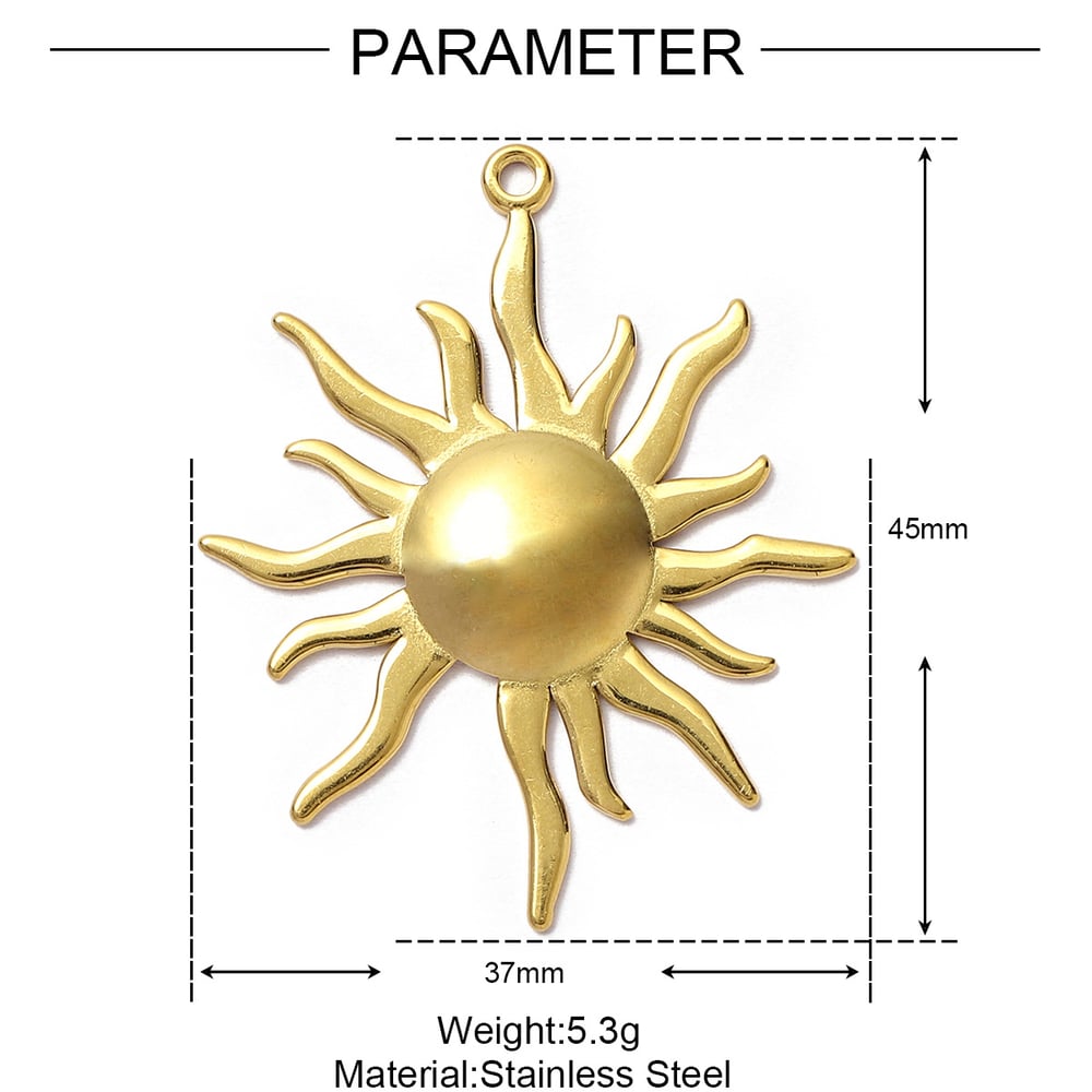 1 Piece Classic Sun Stainless Steel Gold Color Women's Pendants Picture2