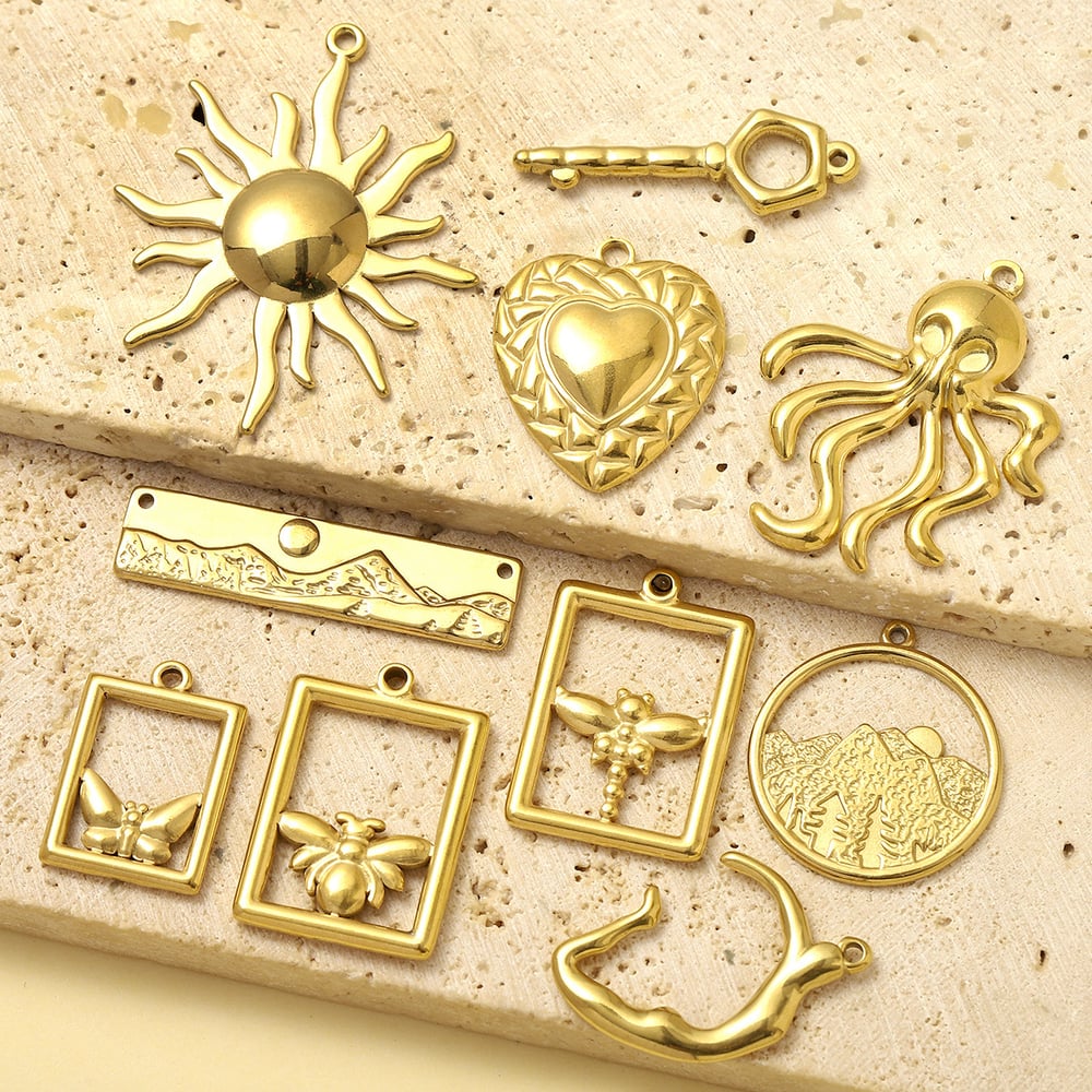 1 Piece Classic Sun Stainless Steel Gold Color Women's Pendants Picture3