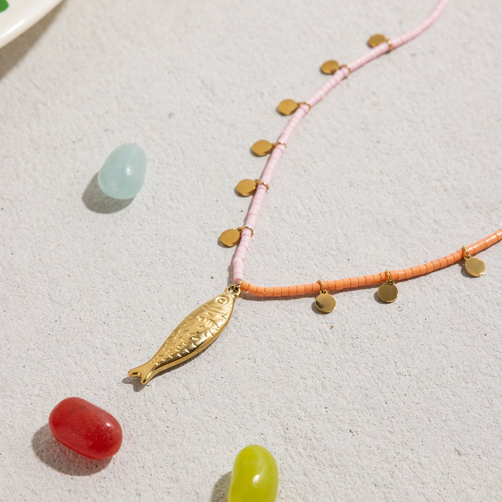1 Piece Designable Fish Stainless Steel Gold Color Women's Pendant Necklaces h5Picture7