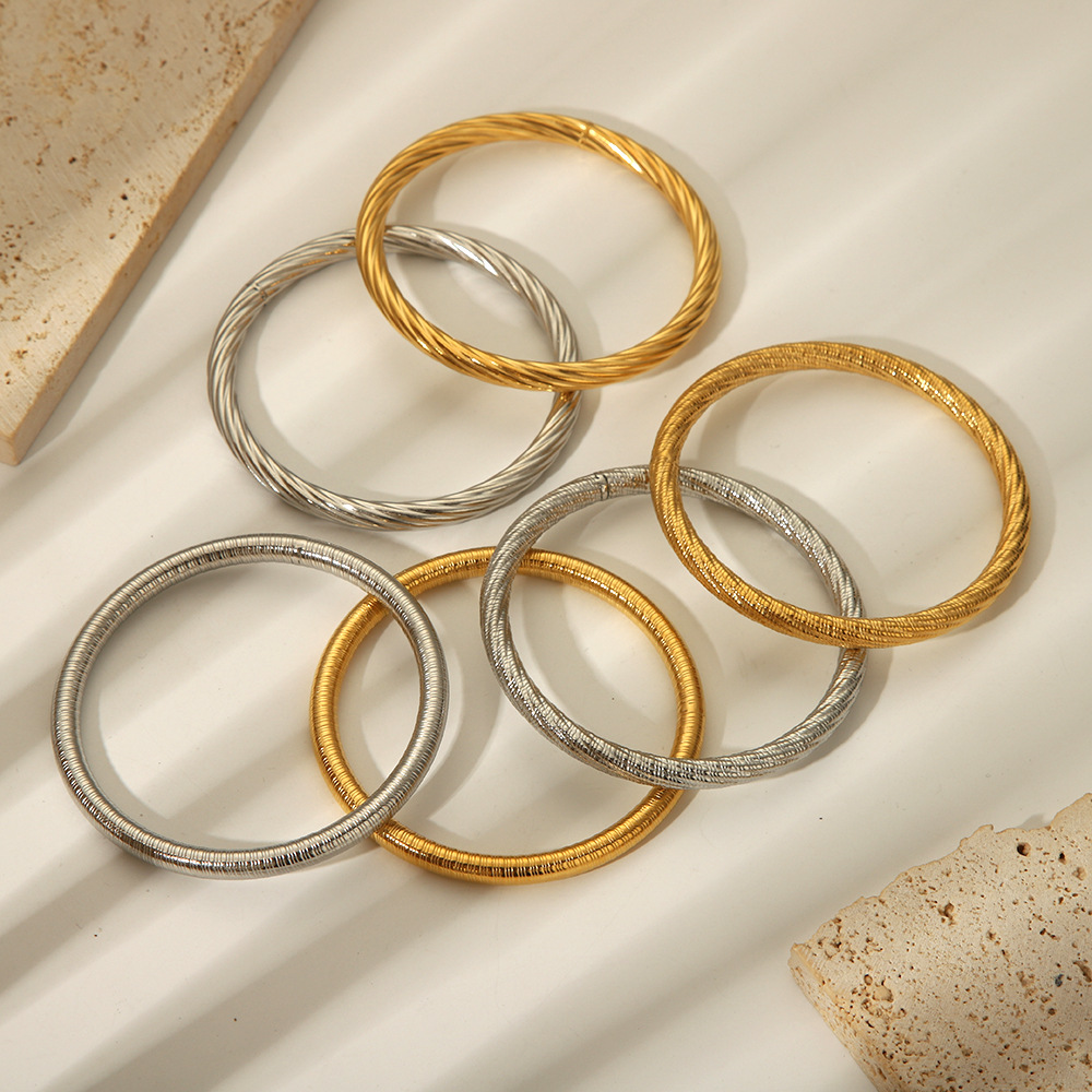 1 Piece Stainless Steel Gold Color Bangle h5Picture4
