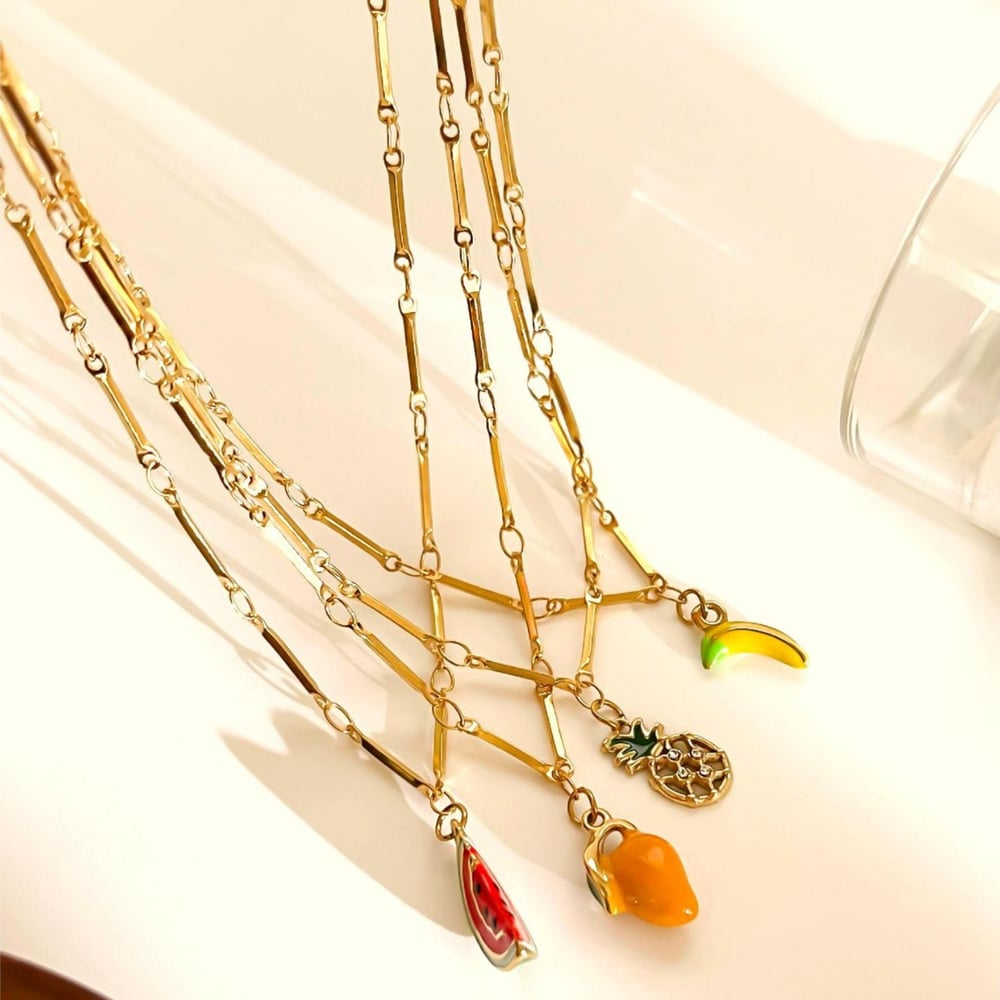 1 Piece Fruit Stainless Steel Gold Color Pendant Necklace h5Picture5