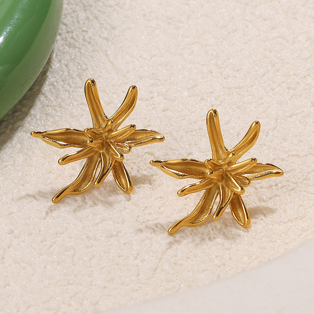 1 Paar Ohrstecker aus Edelstahl in Blumenform, goldfarben h5Bild3