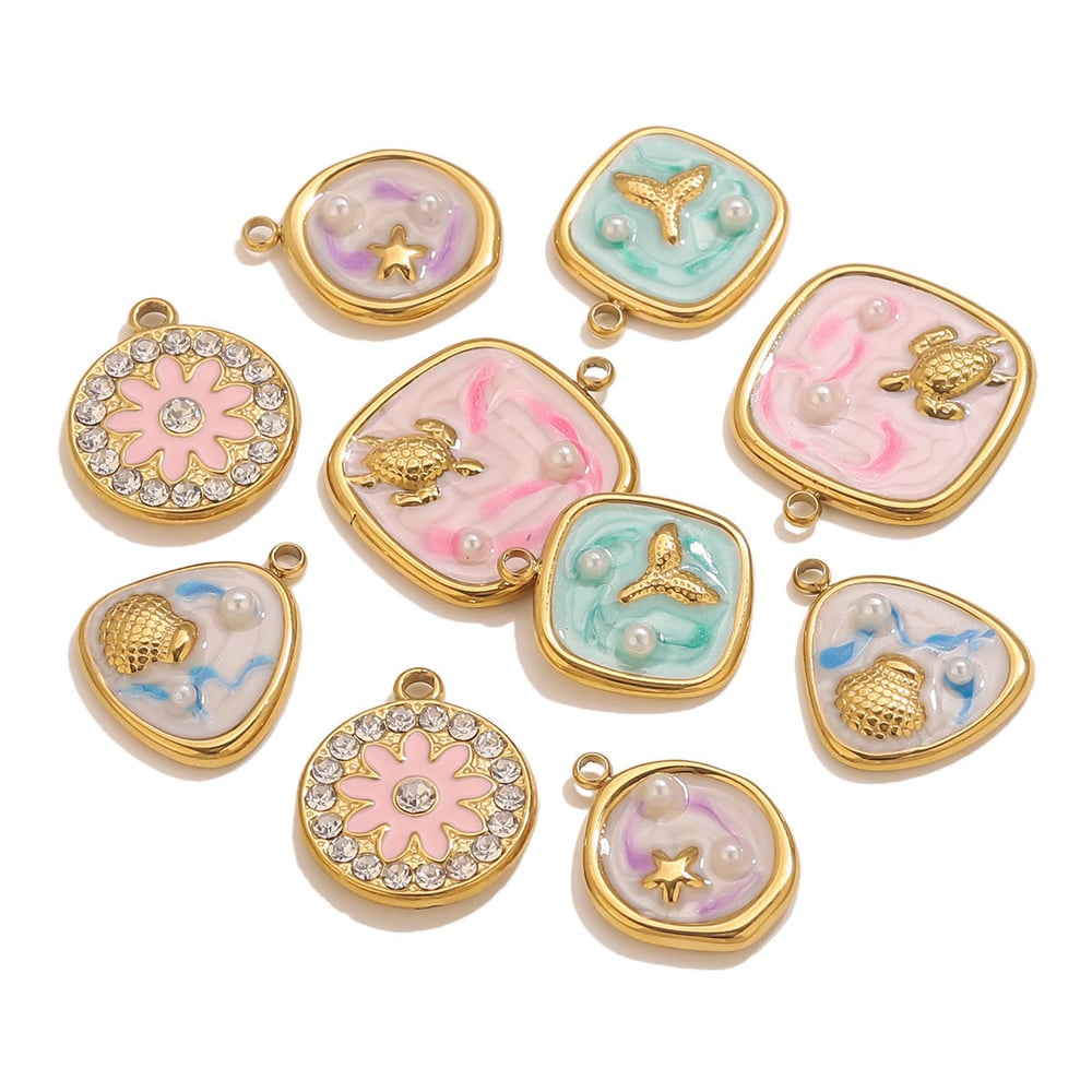 1 pezzo di ciondolo fai da te in acciaio inossidabile con conchiglia da donna Immagine4