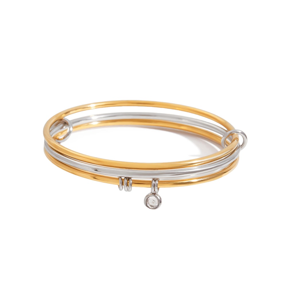 1 Piece Simple Three Layer Circle Stainless Steel Gold Color Women's Bangles 