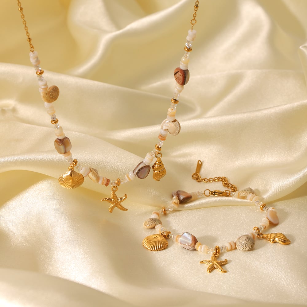 Einfache Urlaubsschildkröte Edelstahl Goldfarbene Muschel Damen Anhänger Halsketten Bild4