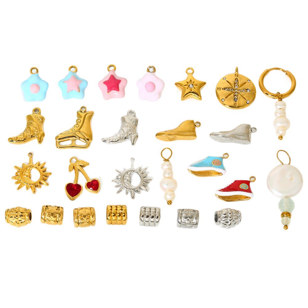 1 Pair Simple Series Daily Star Stainless Steel   Gold Color  Unisex Pendants Picture5