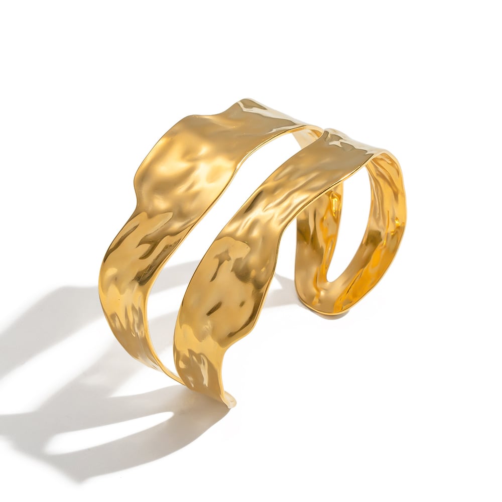 1 Piece Geometric Stainless Steel Gold Color Cuff Bracelet Picture5