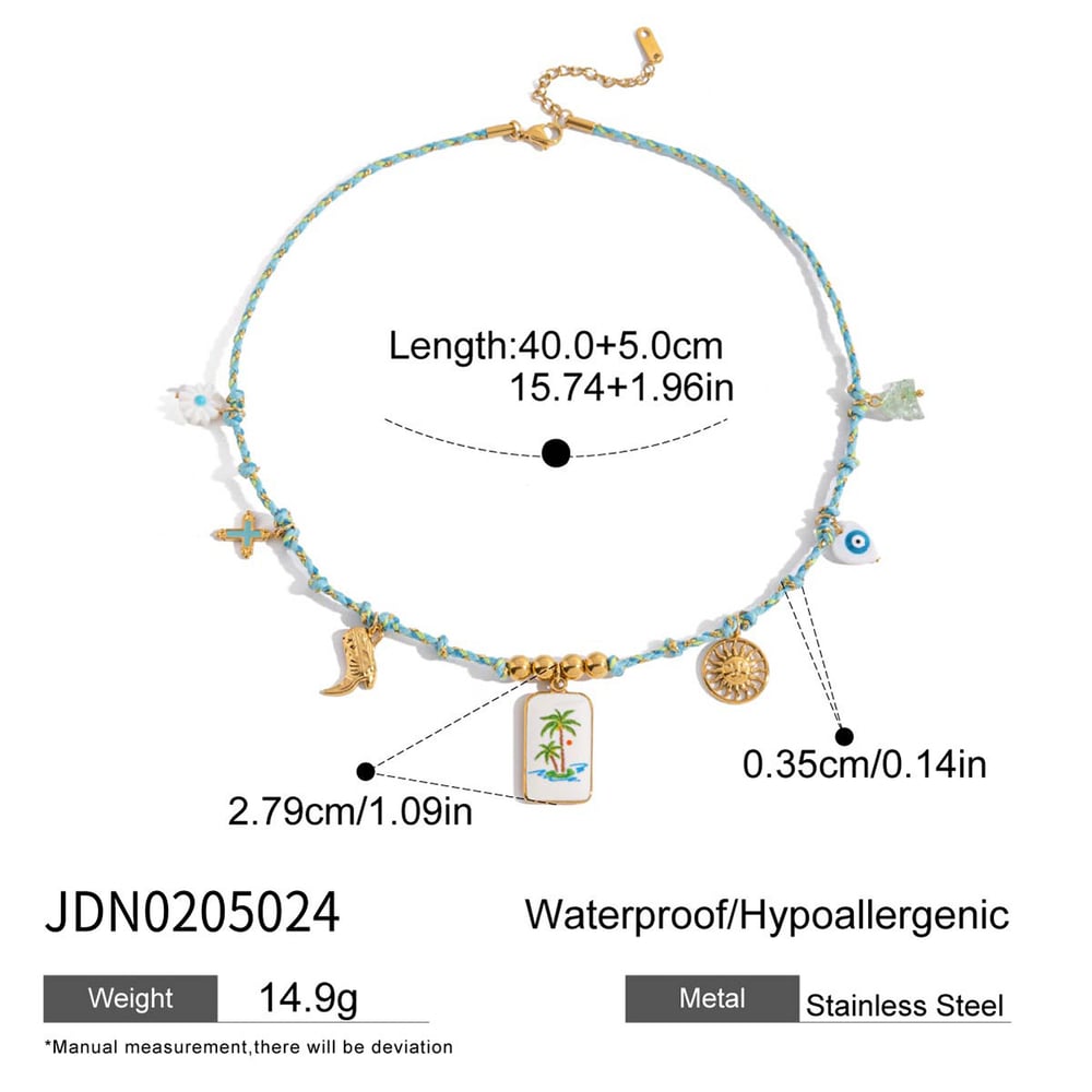 1 Stück stilvolle Halskette mit Kokosnussbaum-Anhänger aus Edelstahl in Goldfarbe für Damen