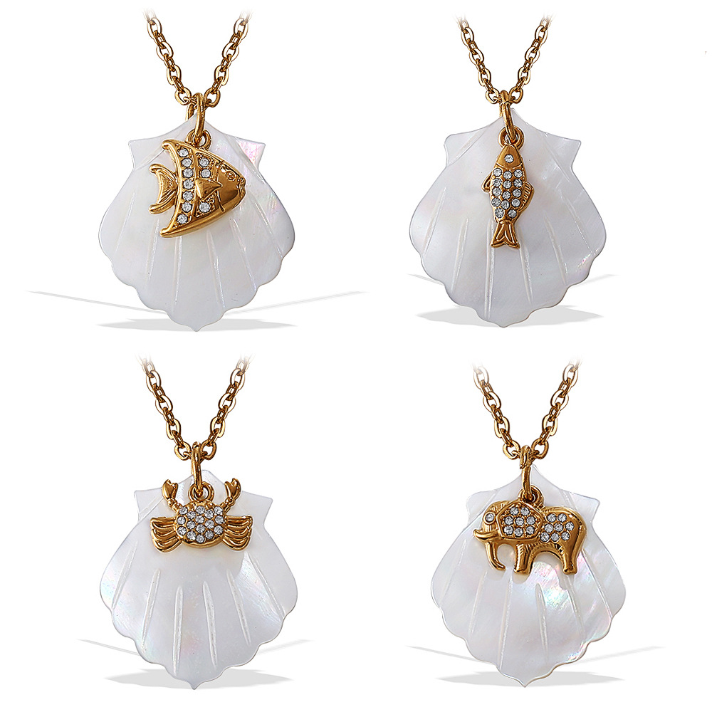 1 Piece Sea Shells Gold Color Pendant Necklace Picture4