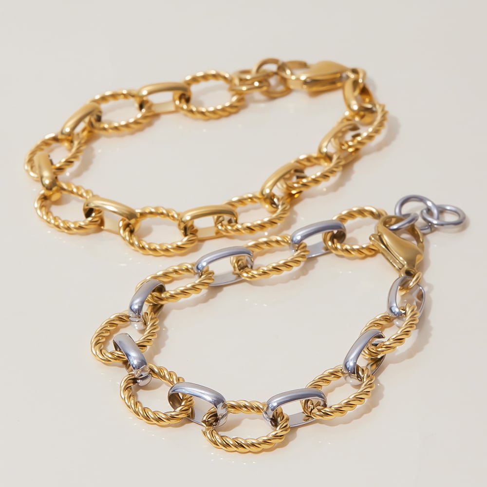 1 Piece Simple Series Daily Twist Stainless Steel Gold Color Women's Chain Bracelets h5Picture7