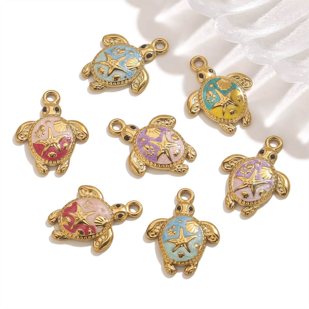1 Piece Vacation Turtle Stainless Steel Gold Color Women's Pendants Picture4