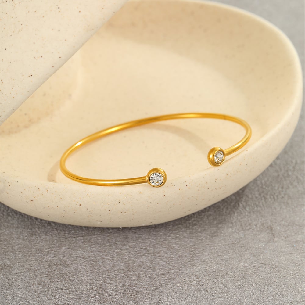 1 çift basit seri gk geometrik paslanmaz çelik altın rengi kadın manşet bilezikler Resim3