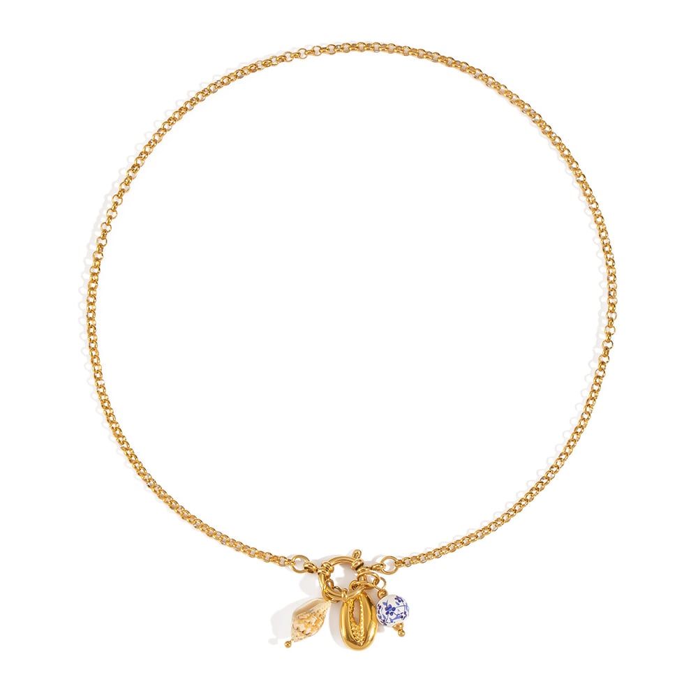 1 Piece Shell Charm Stainless Steel Gold Color Pendant Necklace h5Picture5