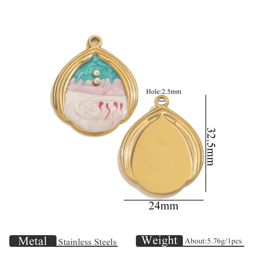 1 Piece Colorful Shell Stainless Steel Gold Color Women's Pendants