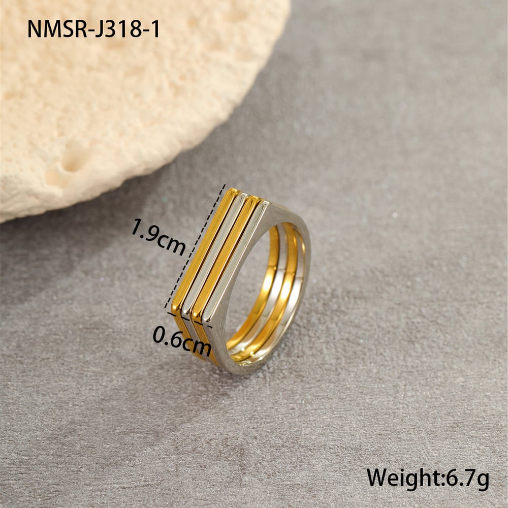 1 Pair Simple Series Daily Mixed Color Stainless Steel Gold Color  Rings