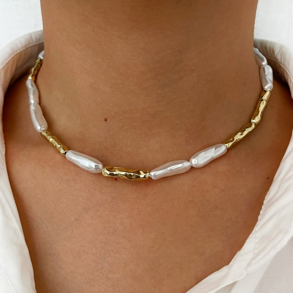 Collana di perline color rame e oro, 1 pezzo Immagine3