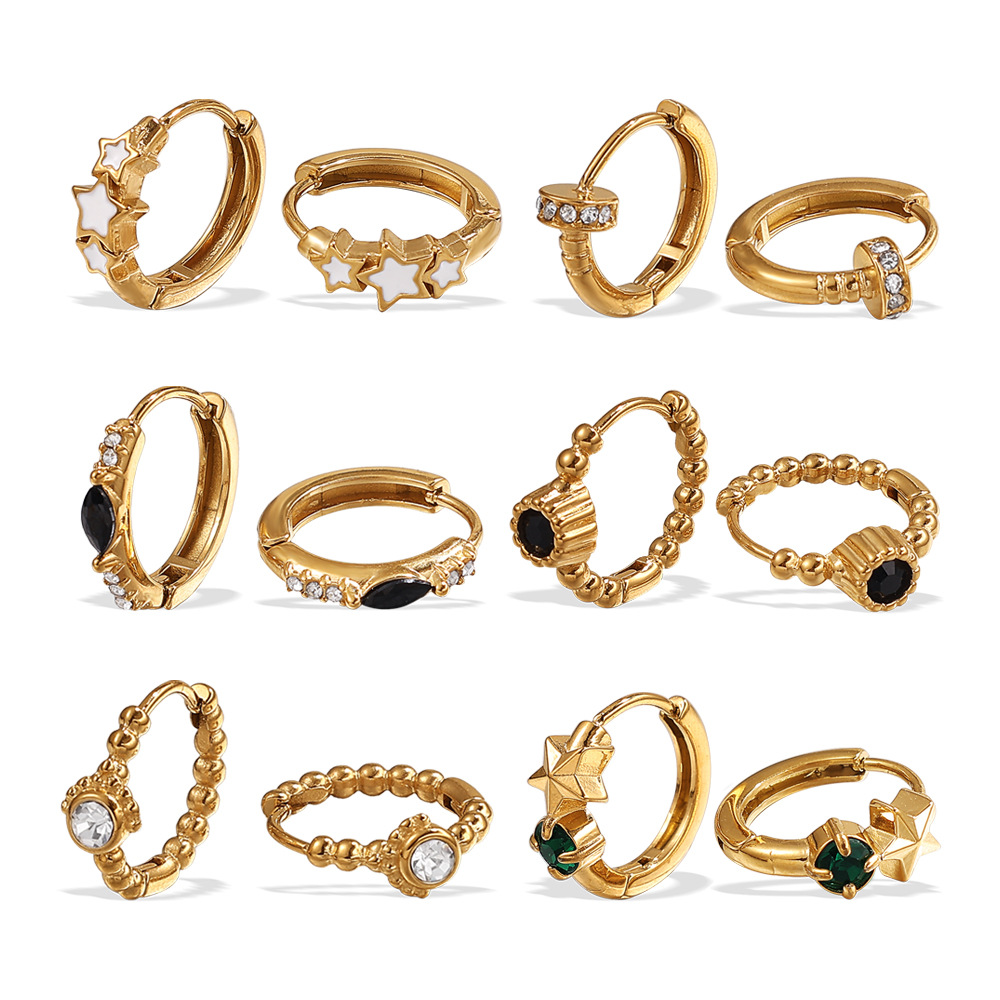 1 Pair Stainless Steel Gold Color Hoop Earrings h5Picture4