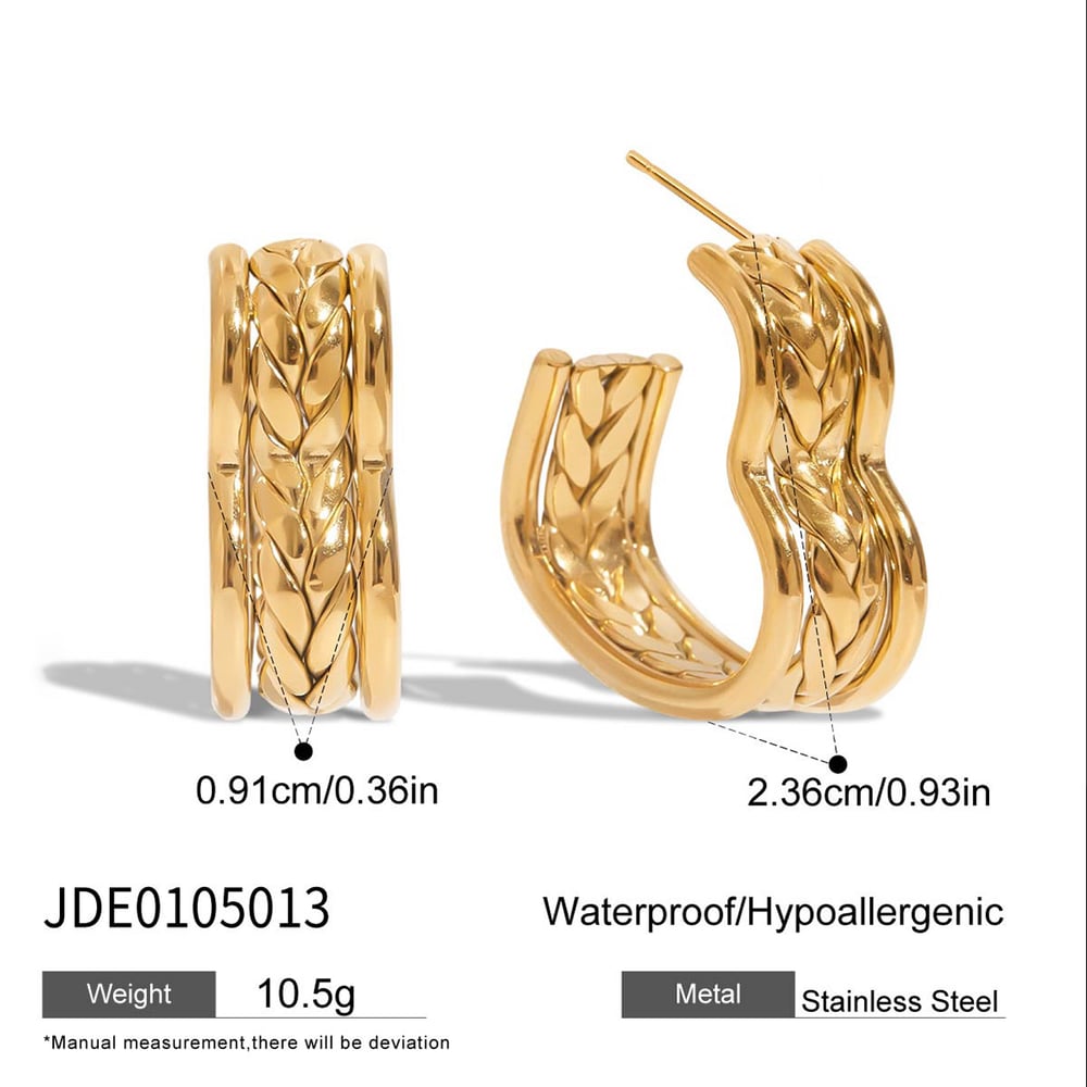 1 Pair Romantic Heart Stainless Steel Gold Color Women's Hoop Earrings h5Picture2