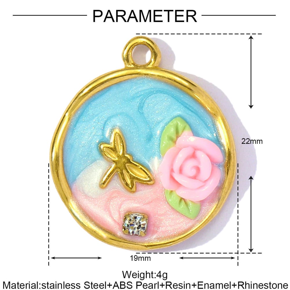 1 Piece Luxurious Series DIY Flower Stainless Steel Gold Color Women's Pendants Picture2