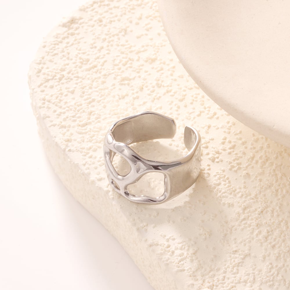 1 Piece Simple Series Classic Geometric Stainless Steel Gold Color Statement Rings Picture4