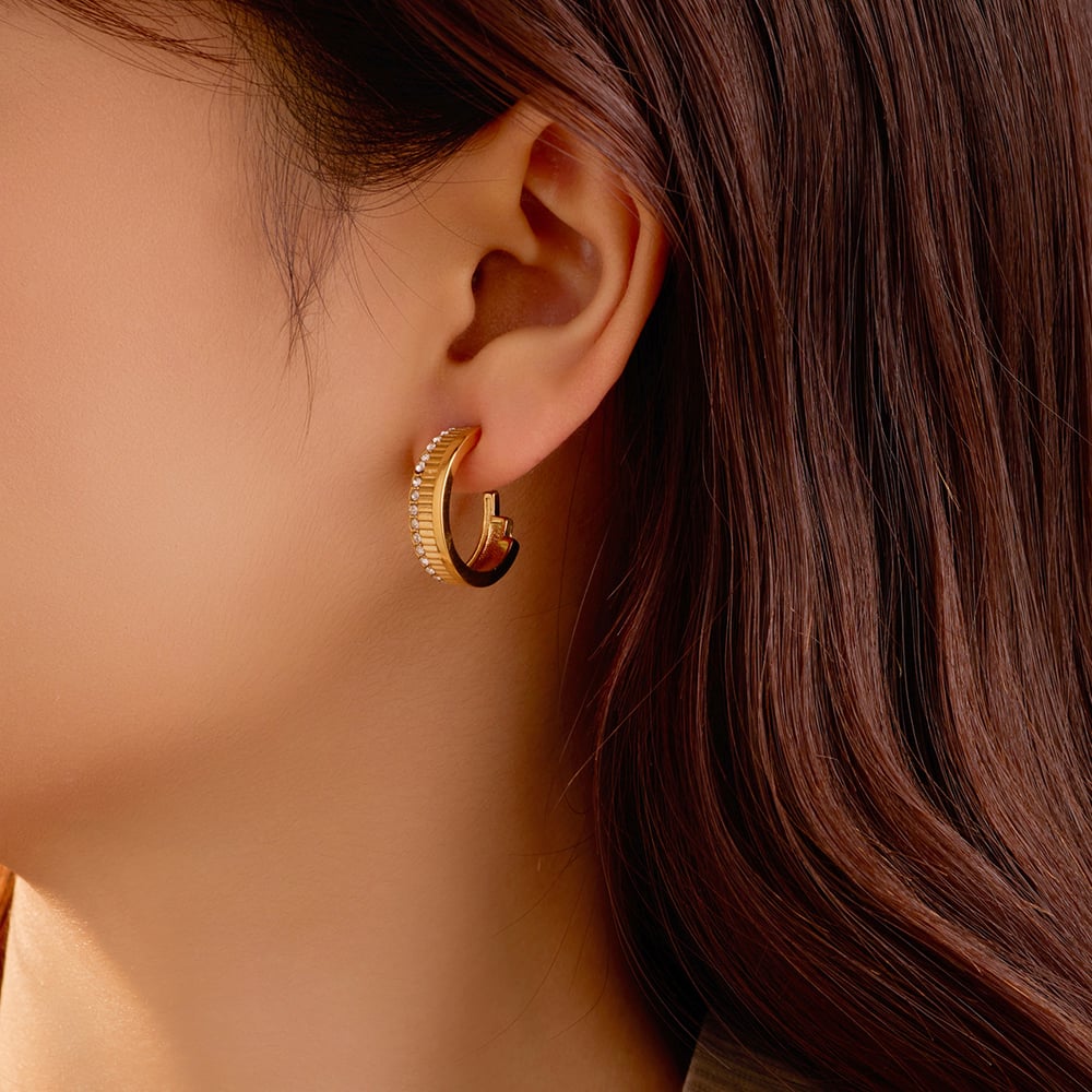 Casual Geometric Stainless Steel Gold Color Women's Stud Earrings h5Picture2