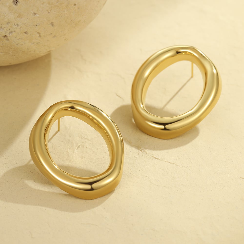 Simple Geometric Stainless Steel Gold Color Women's Stud Earrings Picture3