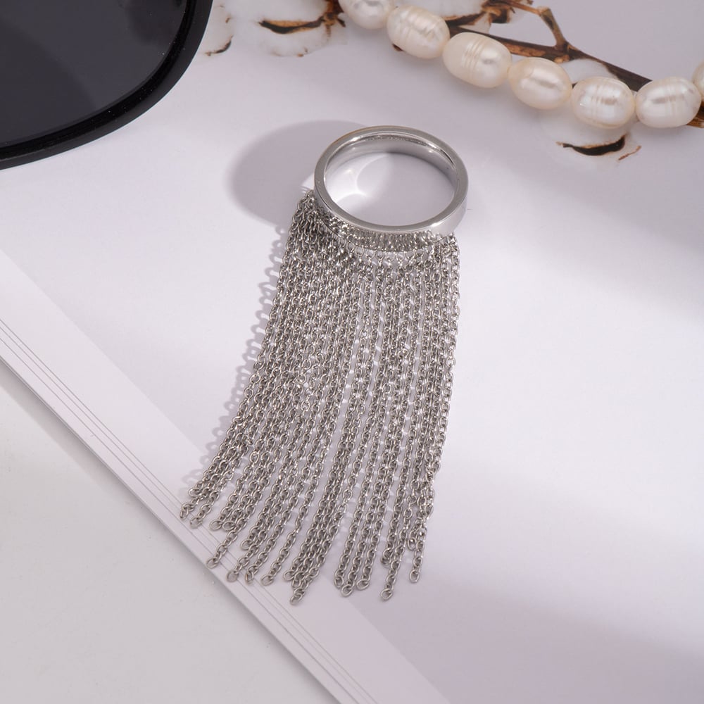 1 Piece Tassel Stainless Steel Statement Rings Picture3