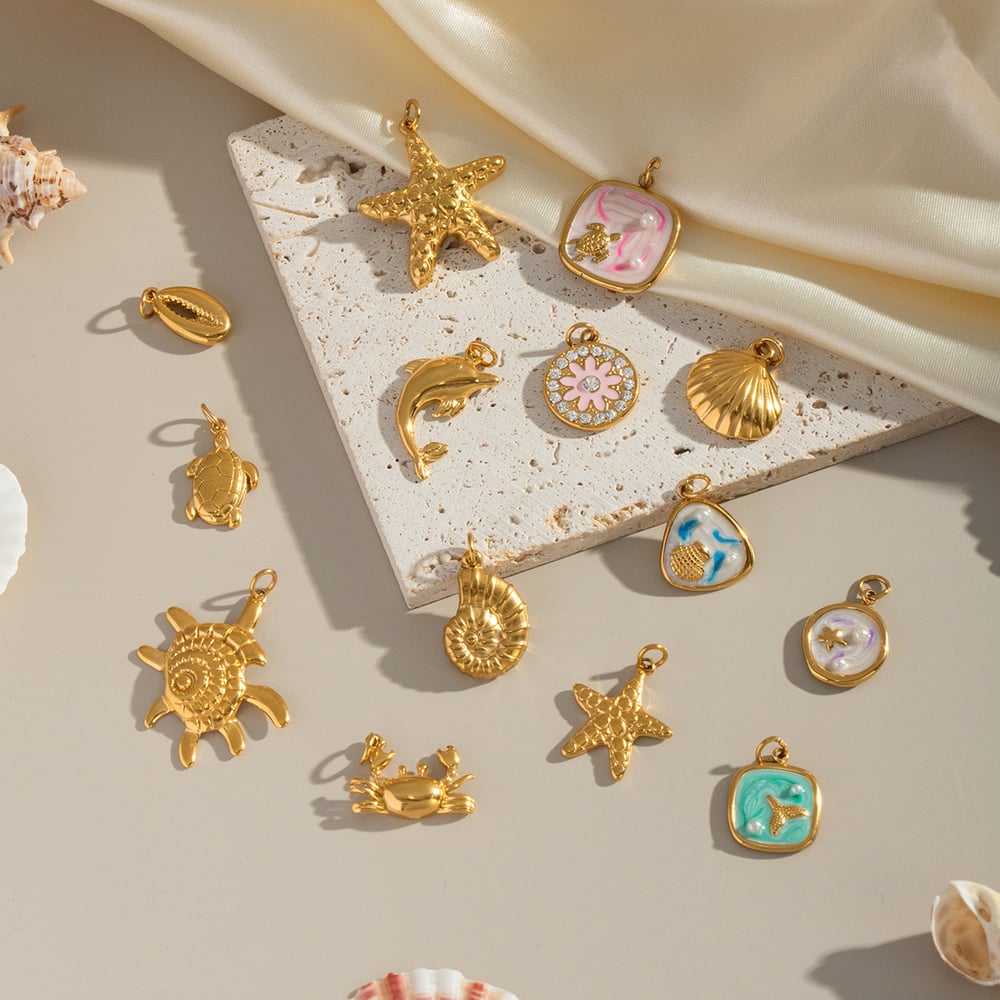 1 Stück Oceanic Edelstahl Gold Farbe DIY Anhänger h5Bild3