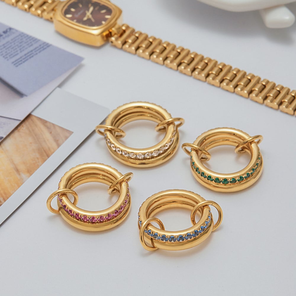 1 Piece Luxurious Series Classic Annular Stainless Steel Gold Color Women's Gemstone Rings h5Picture6