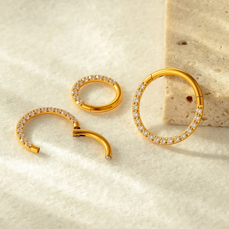 1 Piece Intricate Stainless Steel Gold Color Zircon Women's Piercings Earrings Picture4