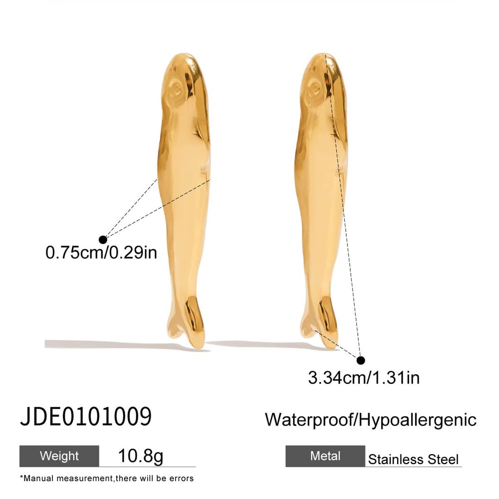 1 paio di orecchini a cerchio da donna in acciaio inossidabile color oro con motivo a pesce estivo