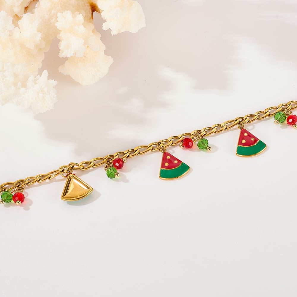 Braccialetti con ciondoli da donna in acciaio inossidabile color oro con frutti del giorno, 1 pezzo h5Immagine7