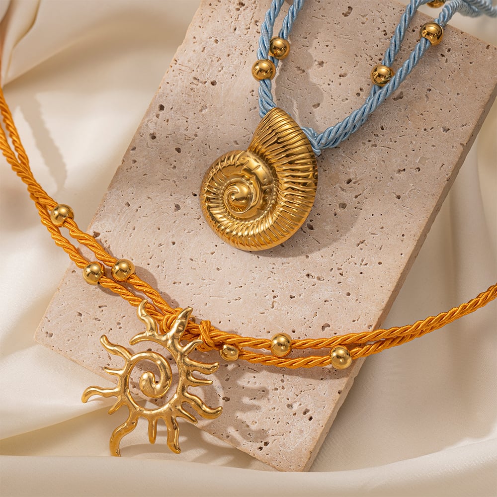1 Piece Starfish Stainless Steel Gold Color Pendant Necklaces h5Picture4