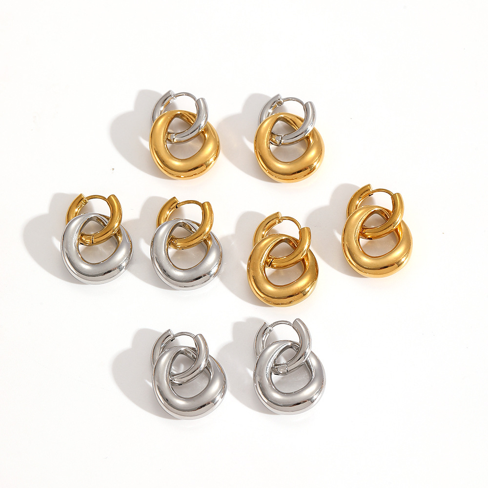 1 Pair Classic Stainless Steel Mixed Color Drop Earrings Picture3