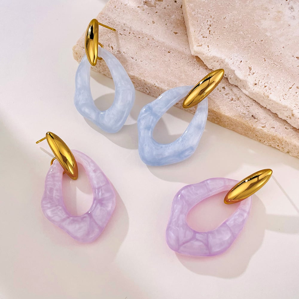 1 Paar Simple Series Tägliche geometrische Edelstahl Gold Farbe Damen Ohrring Sets Bild6