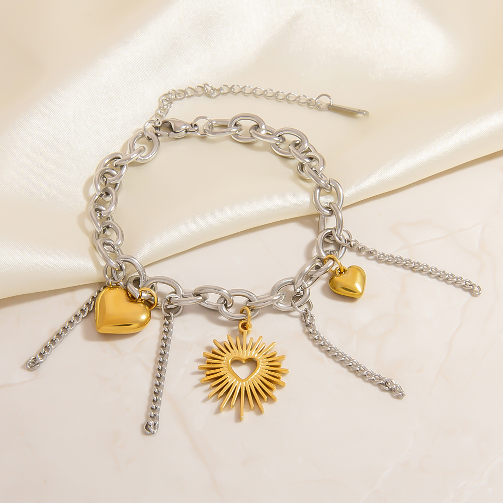1 Stück Herz Edelstahl Gemischte Farben Charm Armband h5Bild4