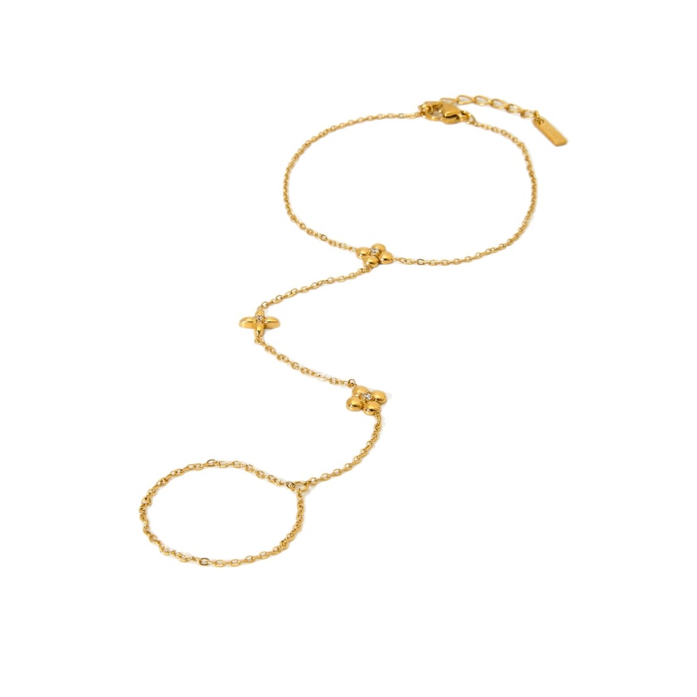 1 Piece Flower Stainless Steel Gold Color Finger-connected Bracelet h5Picture5