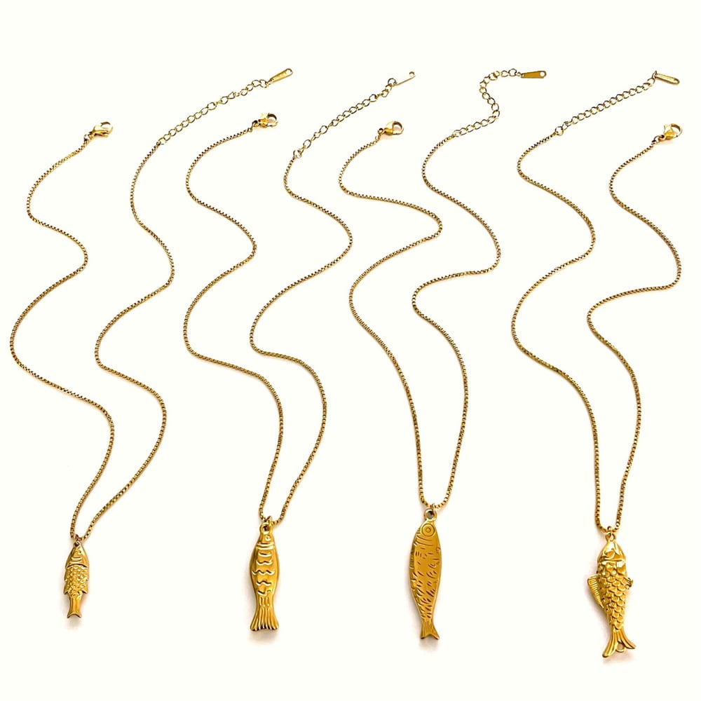 1 Piece Fish Stainless Steel Gold Color Pendant Necklace h5Picture6