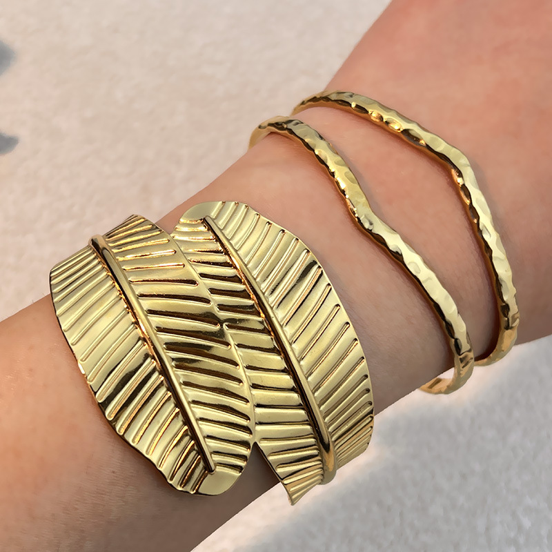 1 Piece Stainless Steel Gold Color Cuff Bracelet Picture3