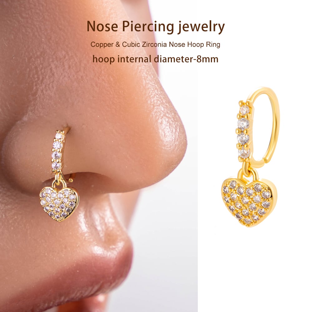 1 Piece Copper Gold Color Zircon  Nose Stud Picture4