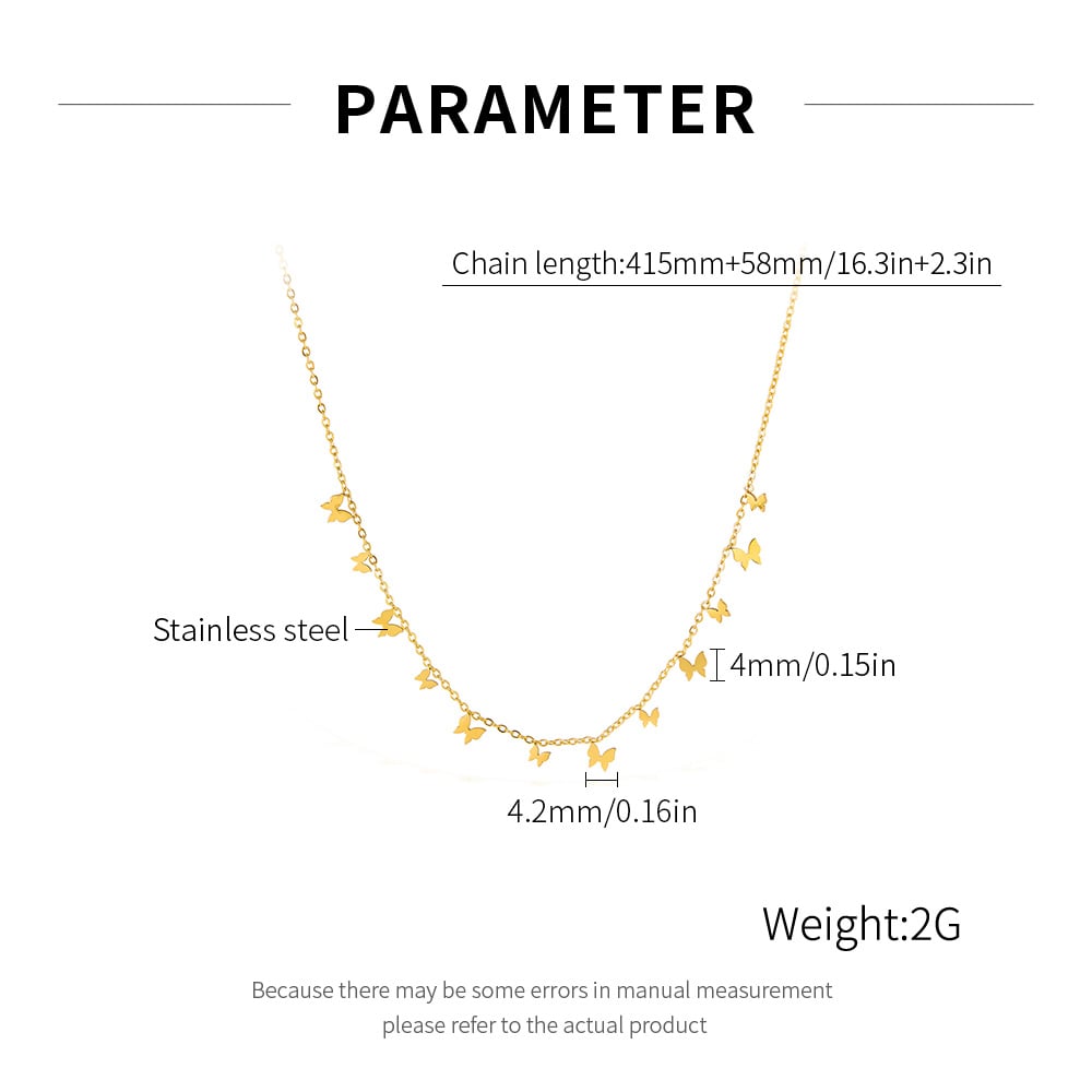 1 pezzo di collana con ciondolo a forma di farfalla in acciaio inossidabile color oro da donna h5Immagine2