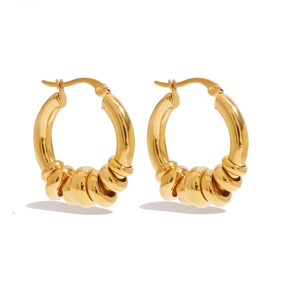 1 Pair Classic Mixed Color Stainless Steel Gold Color Women's Hoop Earrings