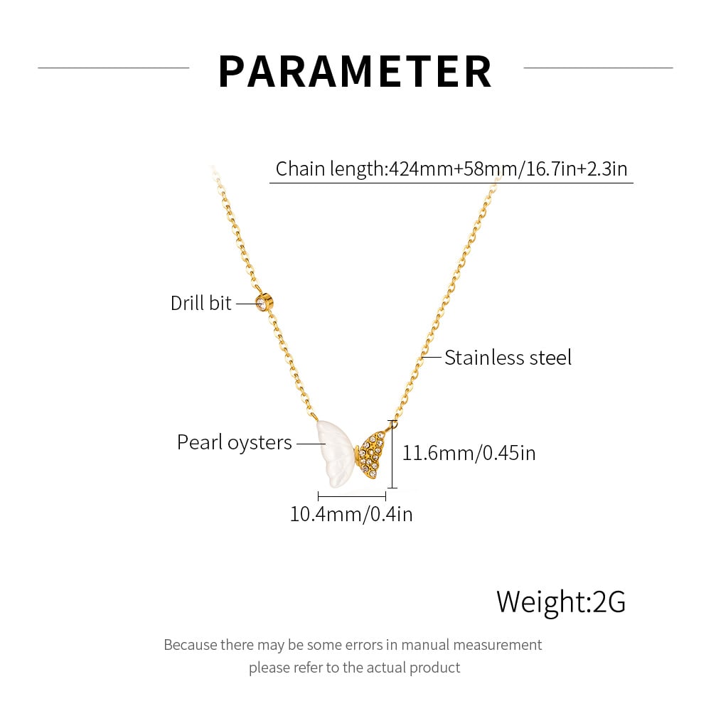 1 pezzo di collana con ciondolo a forma di farfalla in acciaio inossidabile color oro da donna h5Immagine2