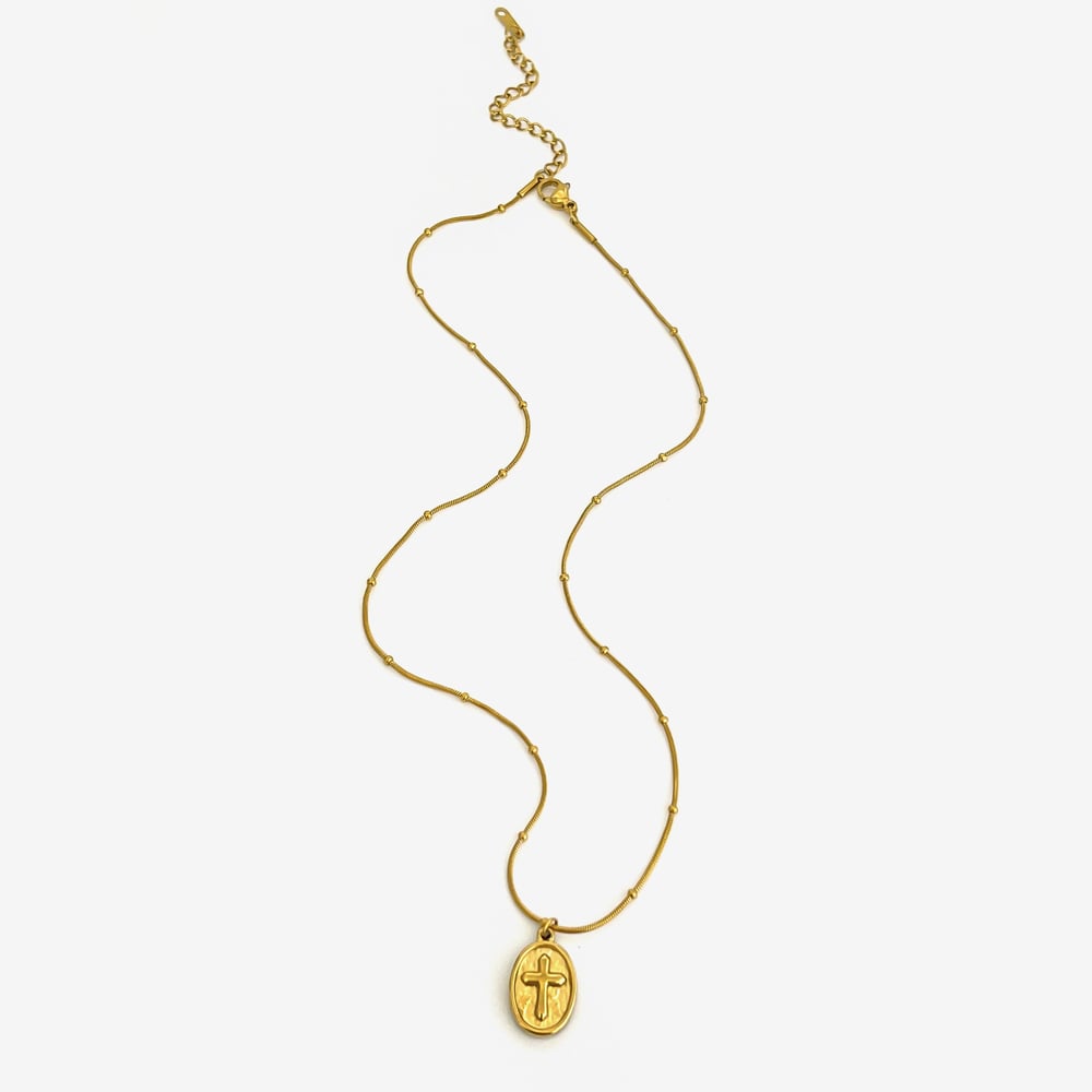 1 Piece Cross Stainless Steel Gold Color Pendant Necklace